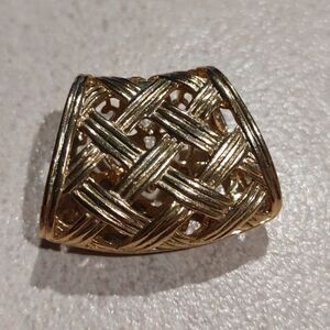Gold Woven Filigree Wide Band Ring - Gold